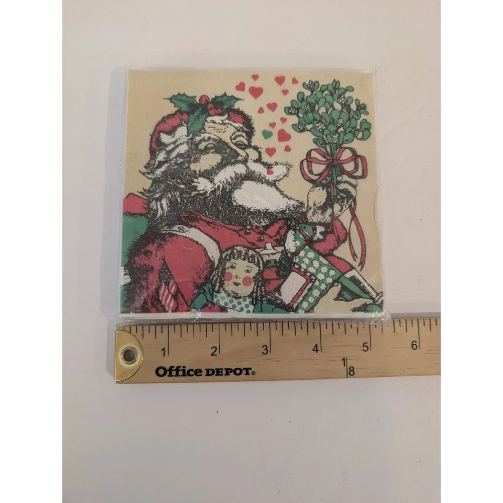 Vintage 70s Christmas Santa Paper Napkins New Old Stock Cost Plus Cocktail Party